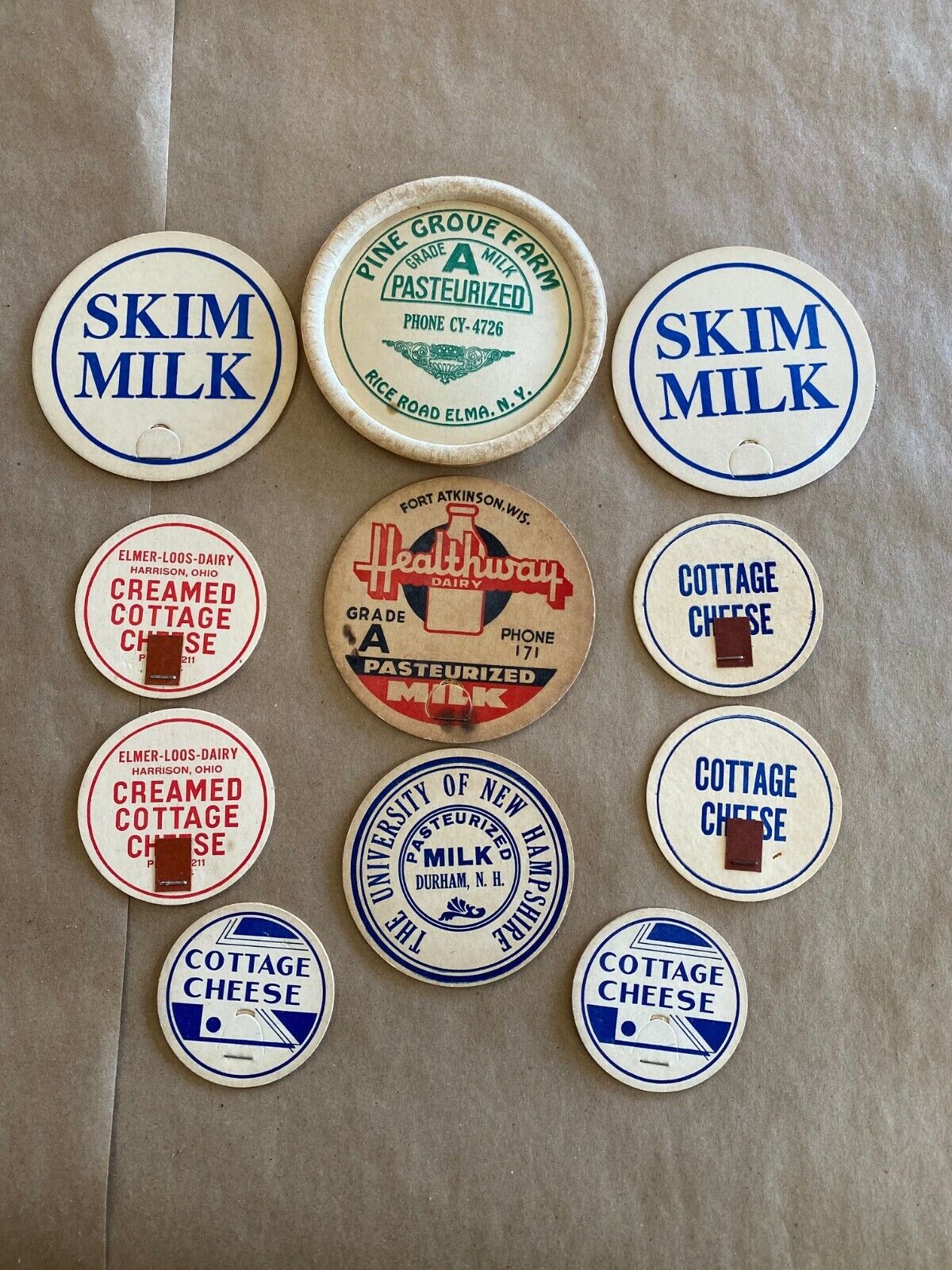 Vintage Milk Bottle Caps -  Lot of  11 Large Covers Без бренда