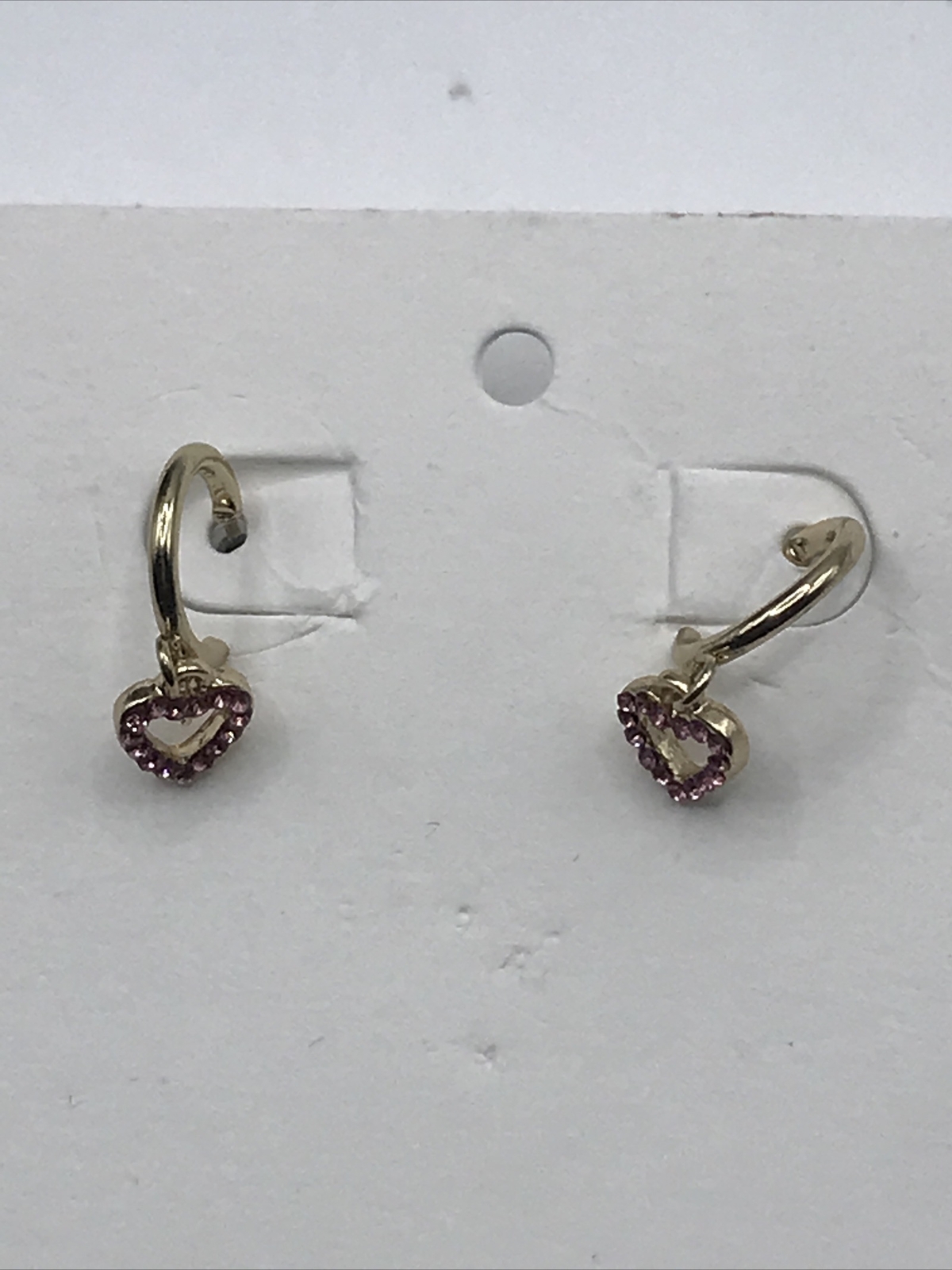 BANANA REPUBLIC Huggie Heart Gold Tone Pink Crystals EARRINGS NWT Banana Republic - фотография #10