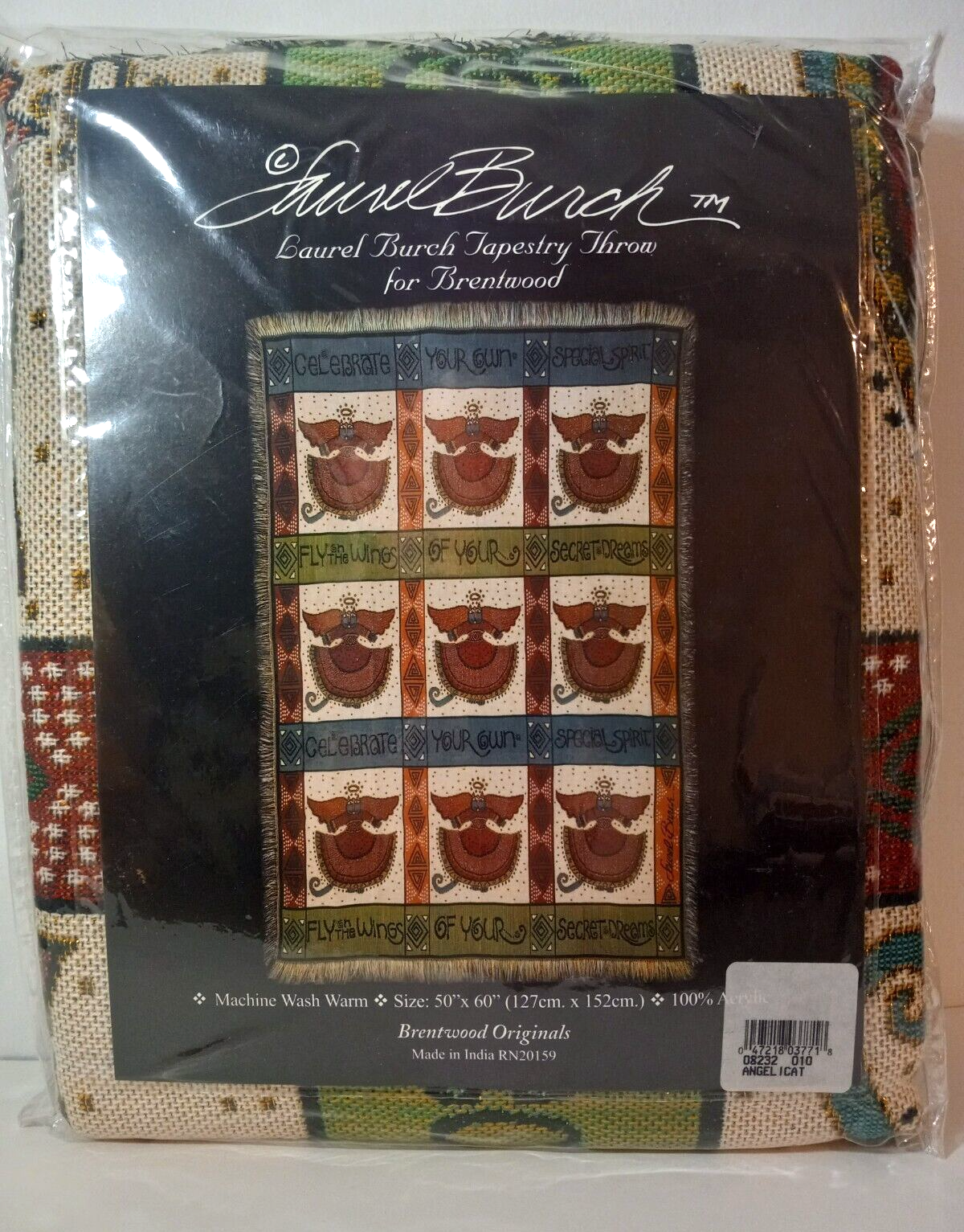 Laurel Burch Tapestry Throw Blanket "Angelicat " Colorful Angel Cats 50X 60 New Laurel Burch - фотография #19