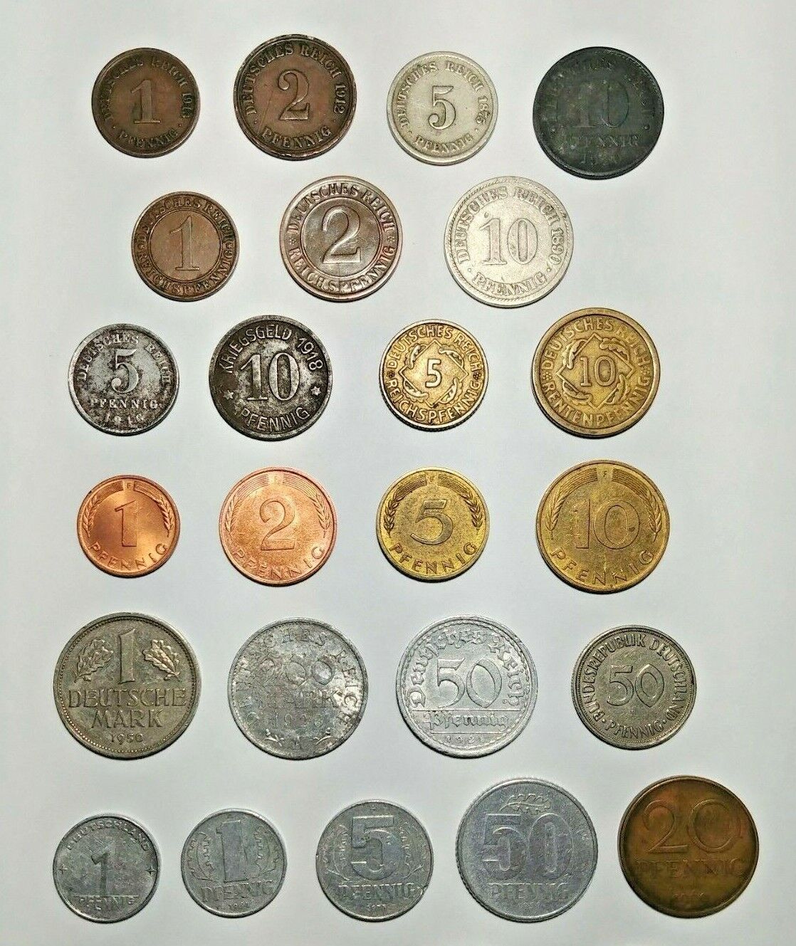 Germany Coin Set (24). Some East Germany, All Circulated, pre Euro, VG to VF. Без бренда