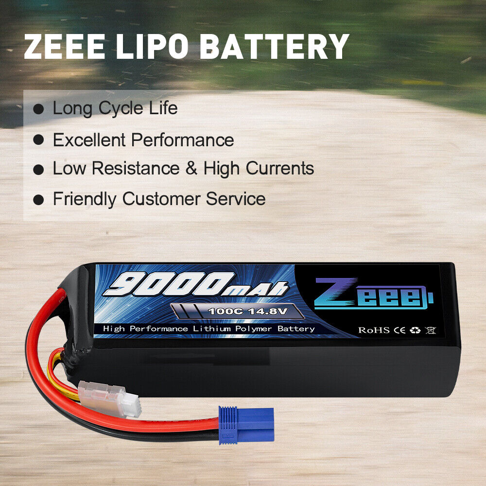 2PCS Zeee 4S Lipo Battery 9000mAh 14.8V 100C EC5 8S for RC Car Truck Tank Heli ZEEE Does Not Apply - фотография #5