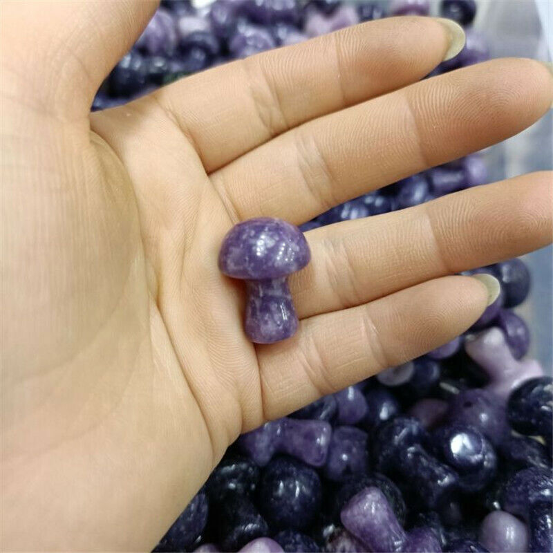 20pcs Mini Natural Purple Lepidolite Stone Mushroom Hand Carved Crystal Healing Без бренда - фотография #4