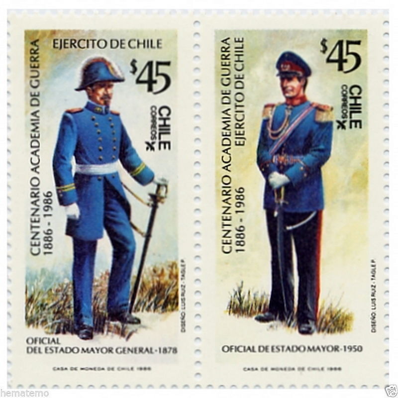  Chile 1986 #1199-1200 Centenario Academia de Guerra - military uniforms MNH Без бренда