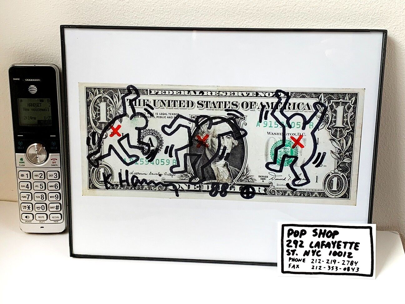 Keith Haring Signed Dollar Bill + Resume + POP SHOP Biz Card Без бренда