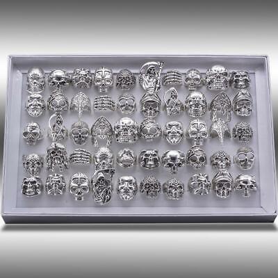 Wholesale 25pcs Lots Gothic Punk Skull Antique Silver Rings Mixed Style Jewelry Unbranded - фотография #6