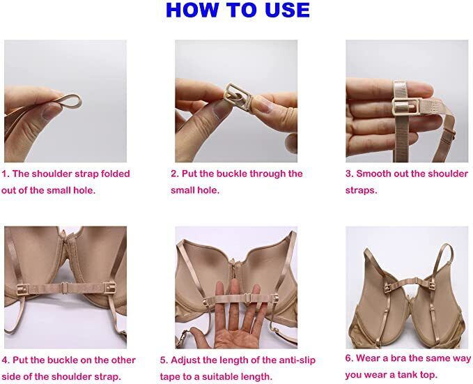 4 Pack Woman Bra Anti-Slip Strap Holder Elastic Clips Adjustable Back Rope Clips Unbranded Do not apply - фотография #3