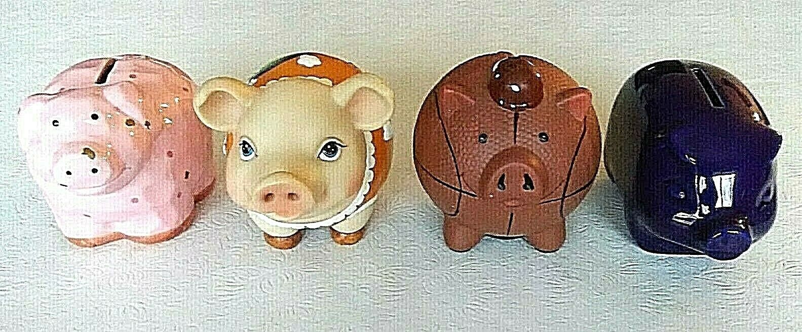 Lot Of Four Ceramic Pig Piggy Banks Без бренда