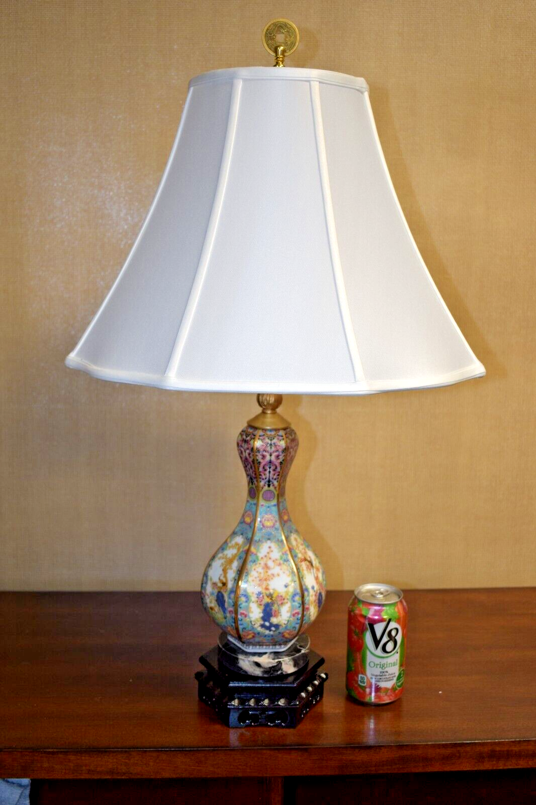 PAIR OF 26" PORCELAIN HEX ANTIQUE REPRODUCTION VASE LAMP   JINGDEZHEN CLASSIC DECOR LAMPS - фотография #4