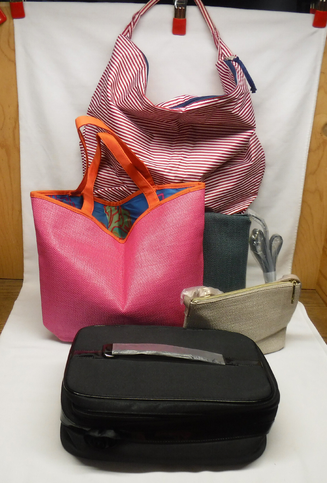 5 NEW unused Lancome Beach Tote HandBag Travel Purse lot, asst styles & colors Lancôme