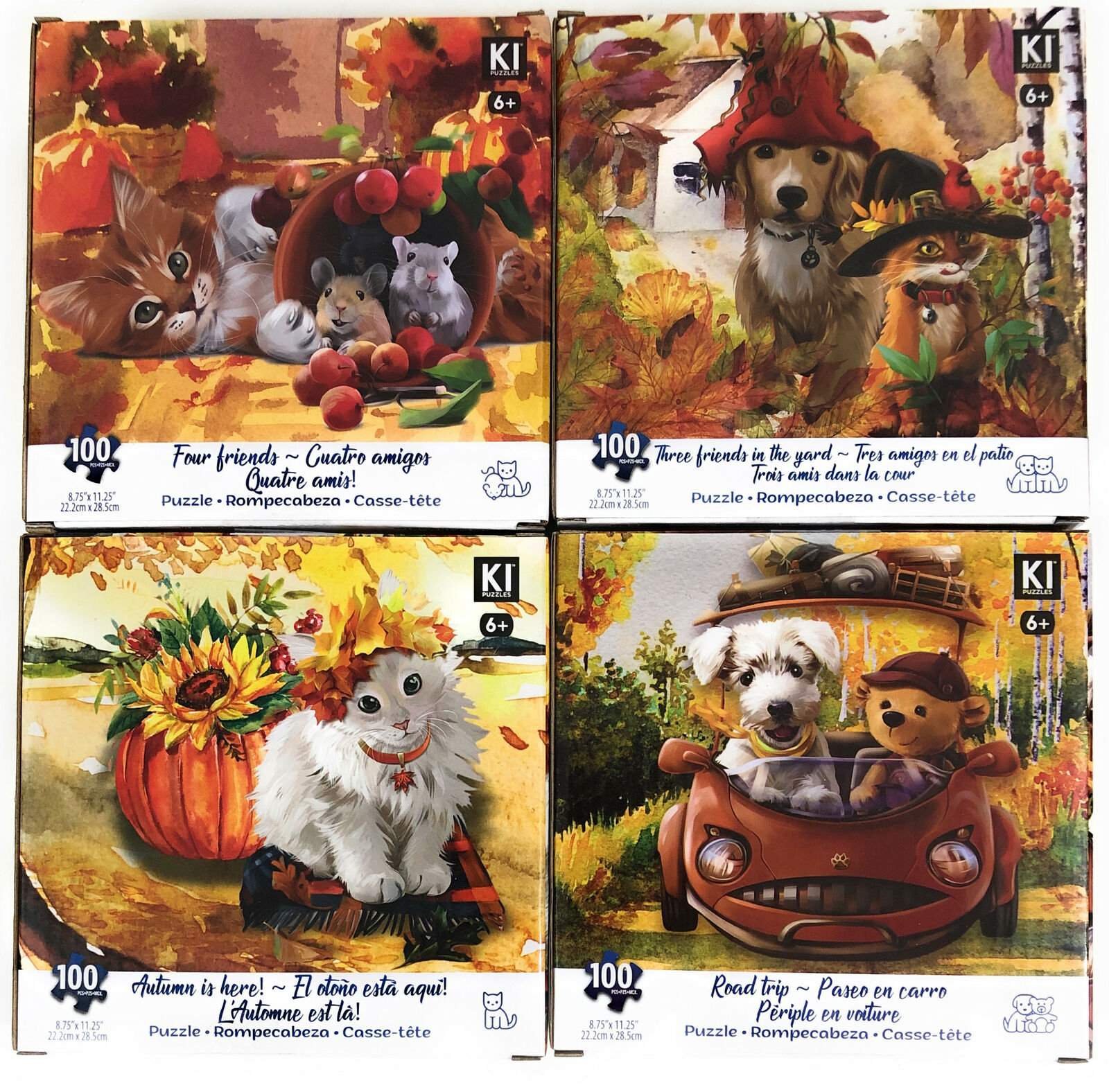 Lot 4 100 Piece Jigsaw Puzzles Kids Dogs Cats Puppies Kittens Mouse Easter Toys Karmin