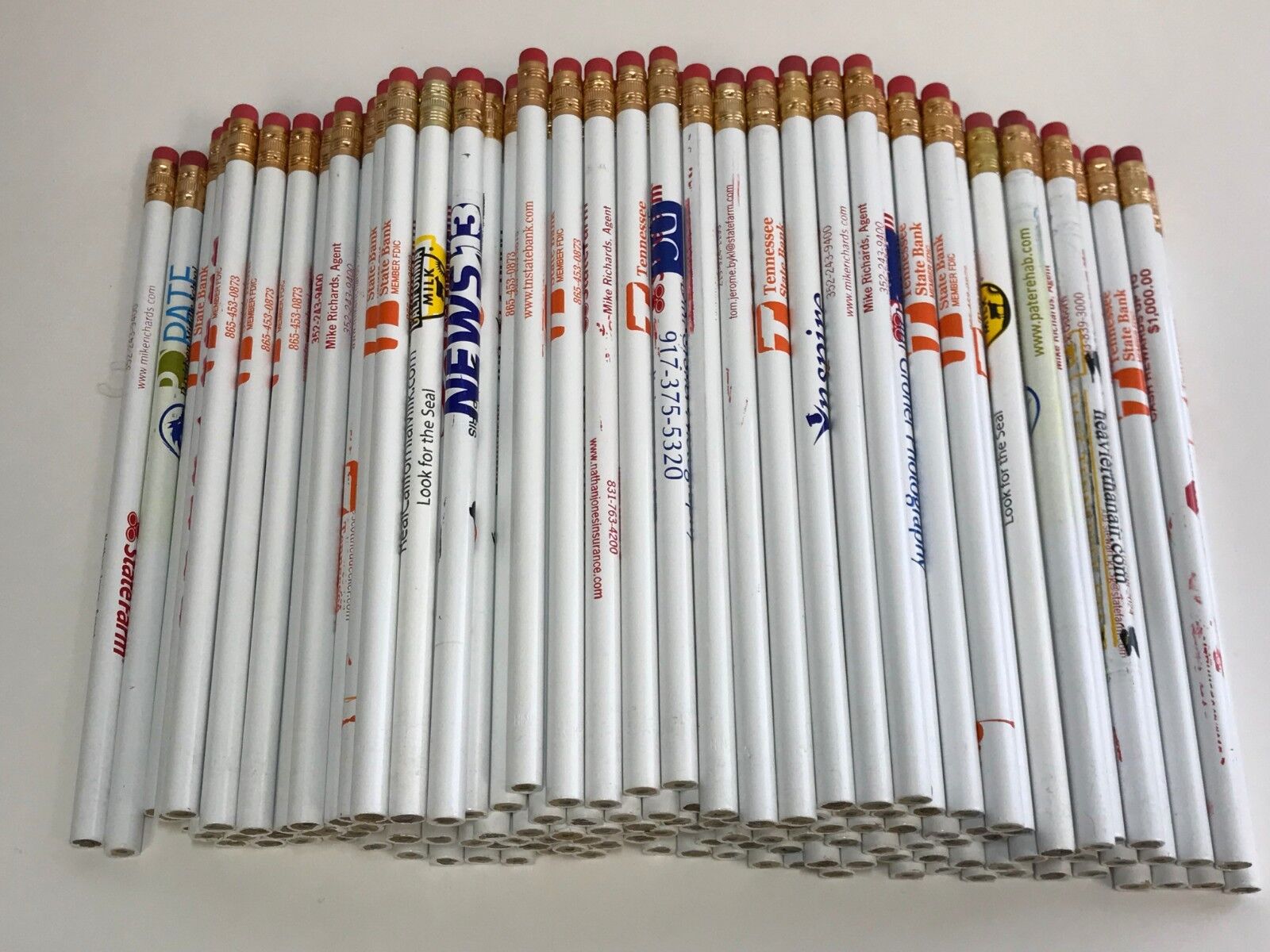144 Lot Misprint WHITE Pencils with Rubber Eraser #2 Lead, Bulk Wholesale Lot  Unbranded/Generic Does Not Apply