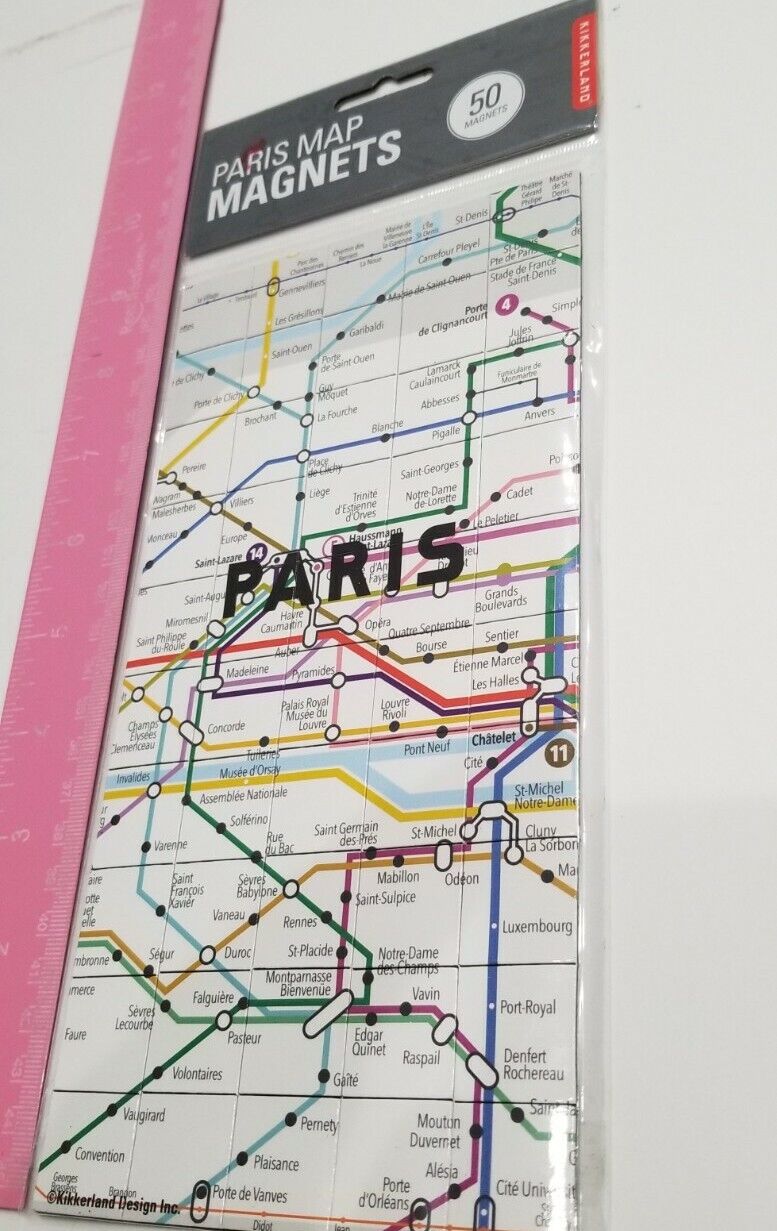 New Map Of Paris 50 Magnets. Louvre Opera Museum Les Train Saint Champs Orsay La Без бренда - фотография #2
