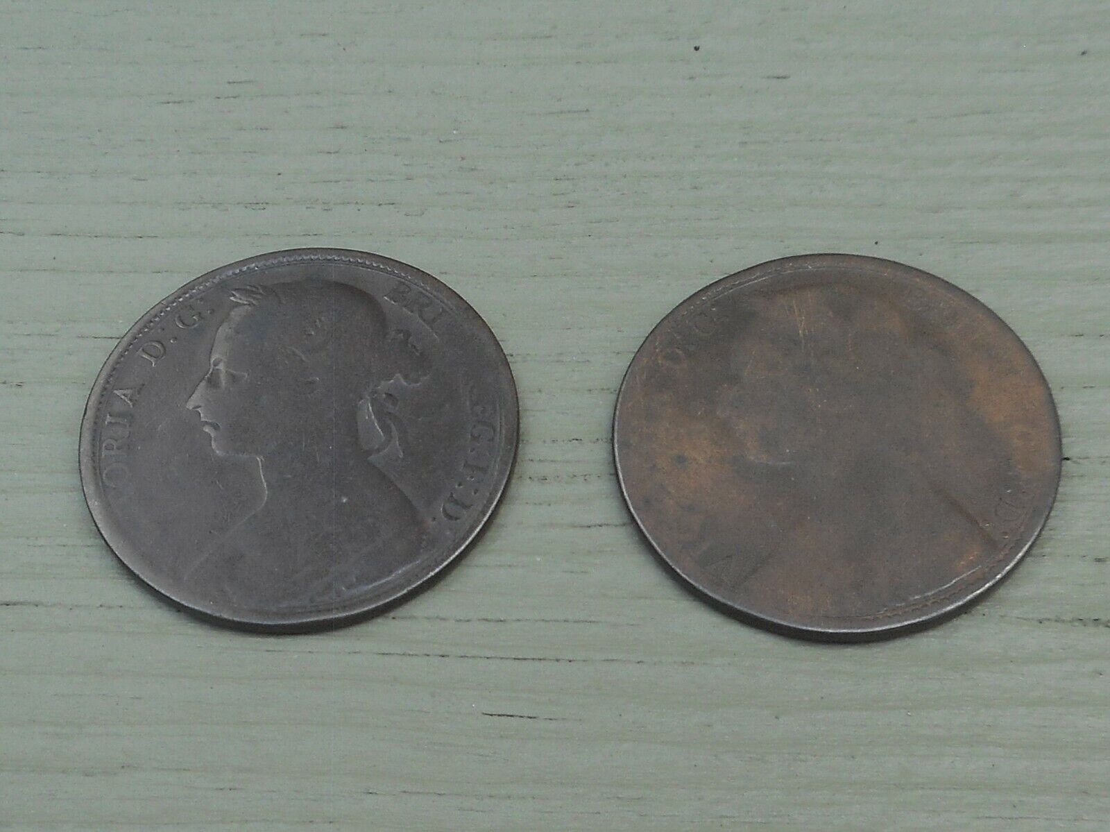 1877 & 1890 LOT OF 2 COINS BRITAIN One Penny 1 Pence Cent Queen Victoria Без бренда - фотография #7