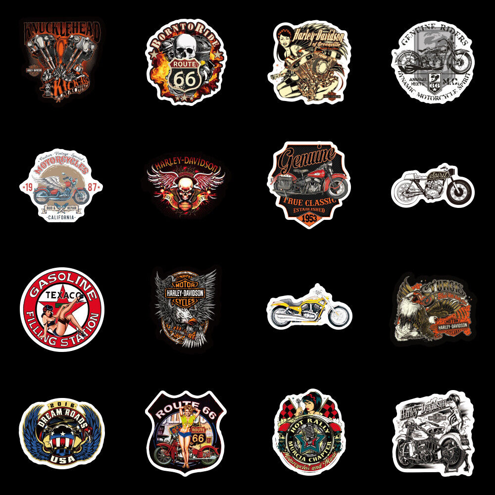 104pcs Harley Davidson Sticker Pack Decals Logo Vintage Helmet Skull Motorcycle  UK Stickers - фотография #3