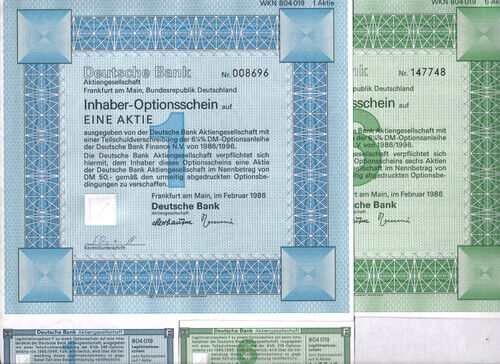 2 RARE UNCANC 1986 DEUTSCHE BANK BONDS w COUPONS! #1 GERMAN BK  ex BANKERS TRUST Без бренда - фотография #3