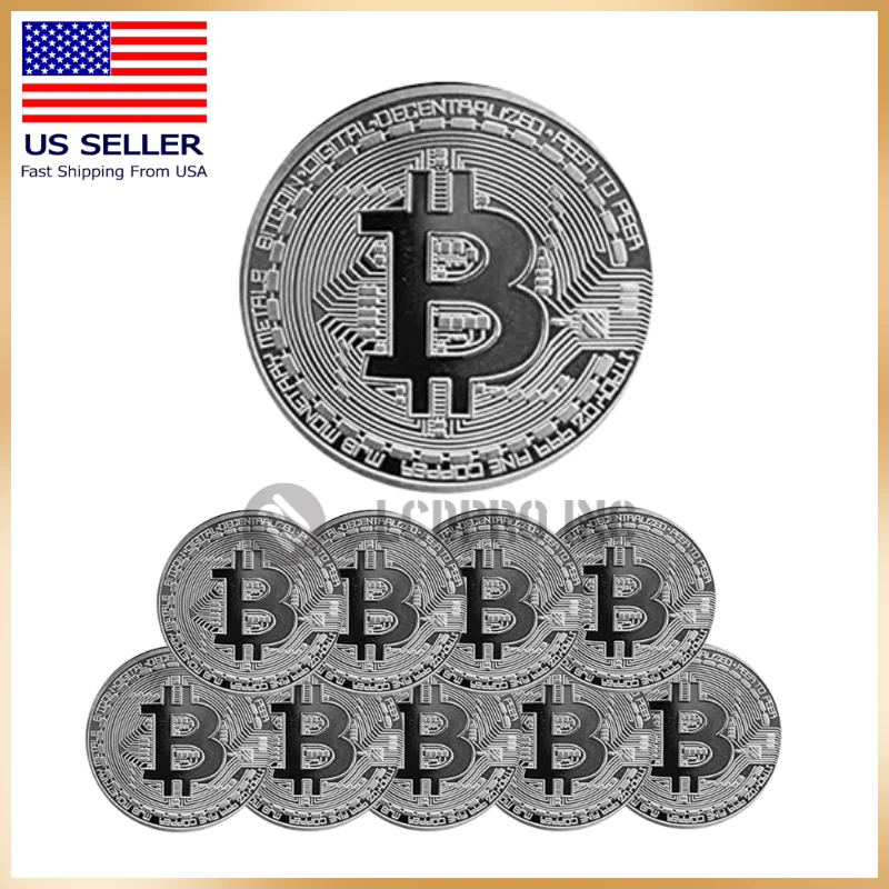 10Pcs Physical Bitcoin Coins Commemorative Silver Plated Bit Coin Collectible US Без бренда