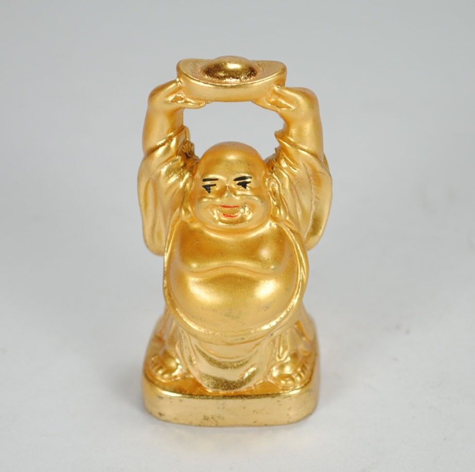 SET OF 6 GOLDEN HAPPY BUDDHA STATUES 2" Gold Color Hotei Fat Laughing Resin Lot Без бренда - фотография #8