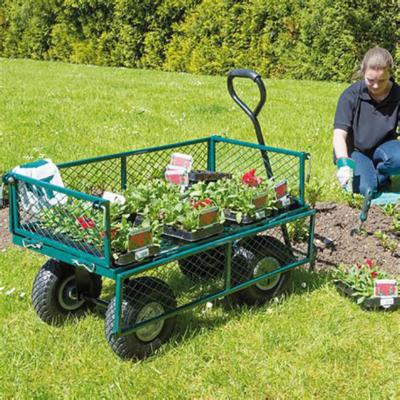 Garden Carts Yard Dump Wagon Cart Lawn Utility Cart Outdoor Steel Heavy Duty BestMassage HT87GREENFDW - фотография #5