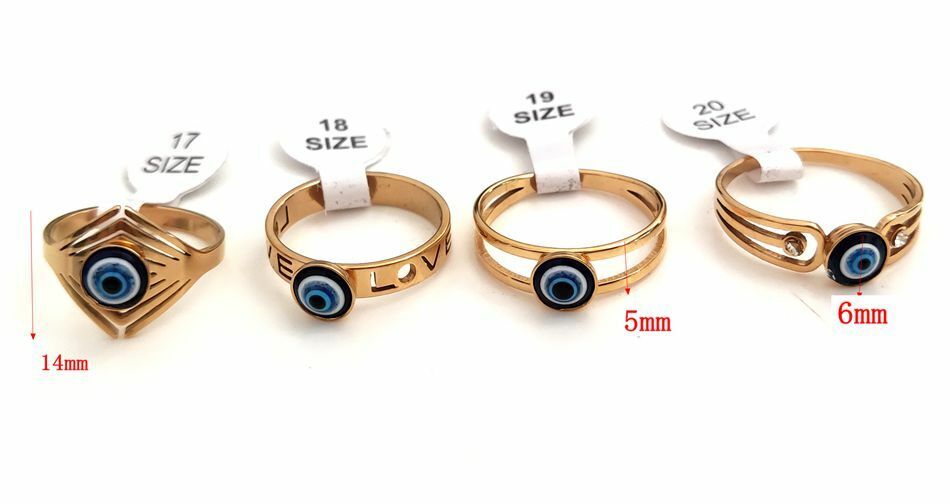 36pcs Vintage Style Stainless Steel Blue Eye Ring Retro Punk Women's Lucky Ring Unbranded - фотография #8