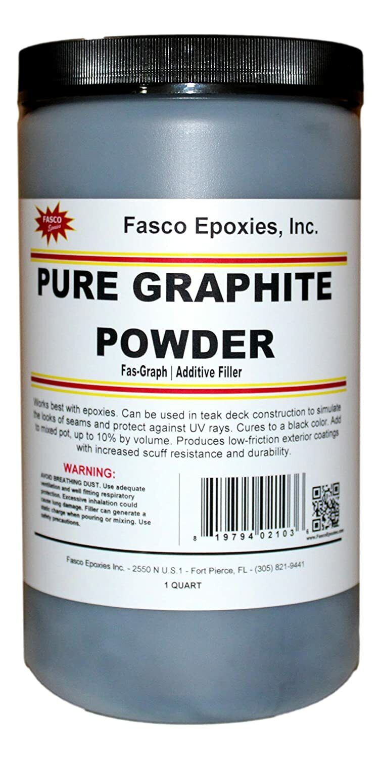 Graphite Powder Pure 44 microns - Uses include: dry lubricant, epoxy (Quart) Fasco Epoxies FIL11