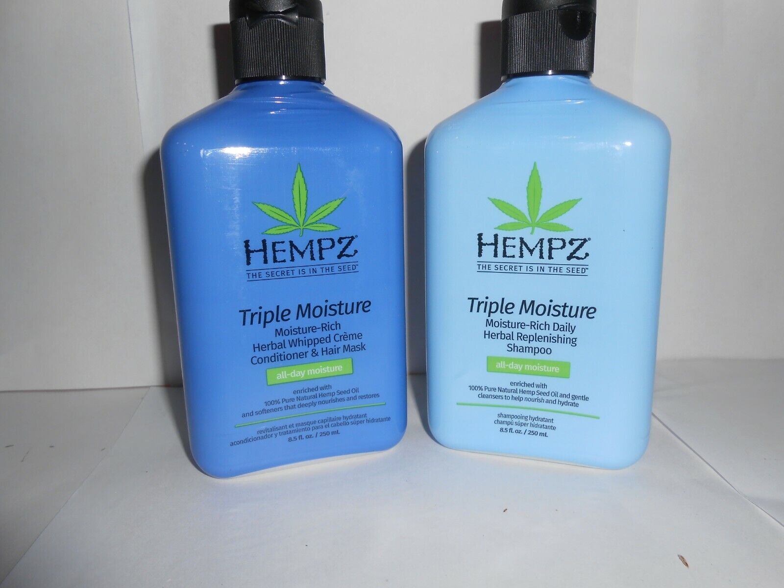 2 HEMPZ TRIPLE MOISTURE HERBAL REPLENISIHING SHAMPOO + CONDITIONER 8.5OZ  Hempz Triple Moisture Shampoo & Conditioner