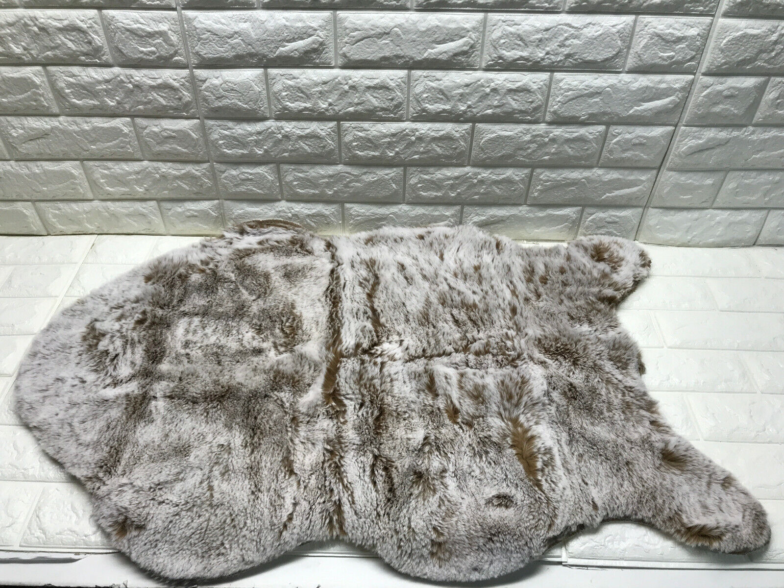 Lot of 2pcs Soft Faux Rabbit Fur Chair Couch Cover Area Rug 2ft x 3ft Unbranded