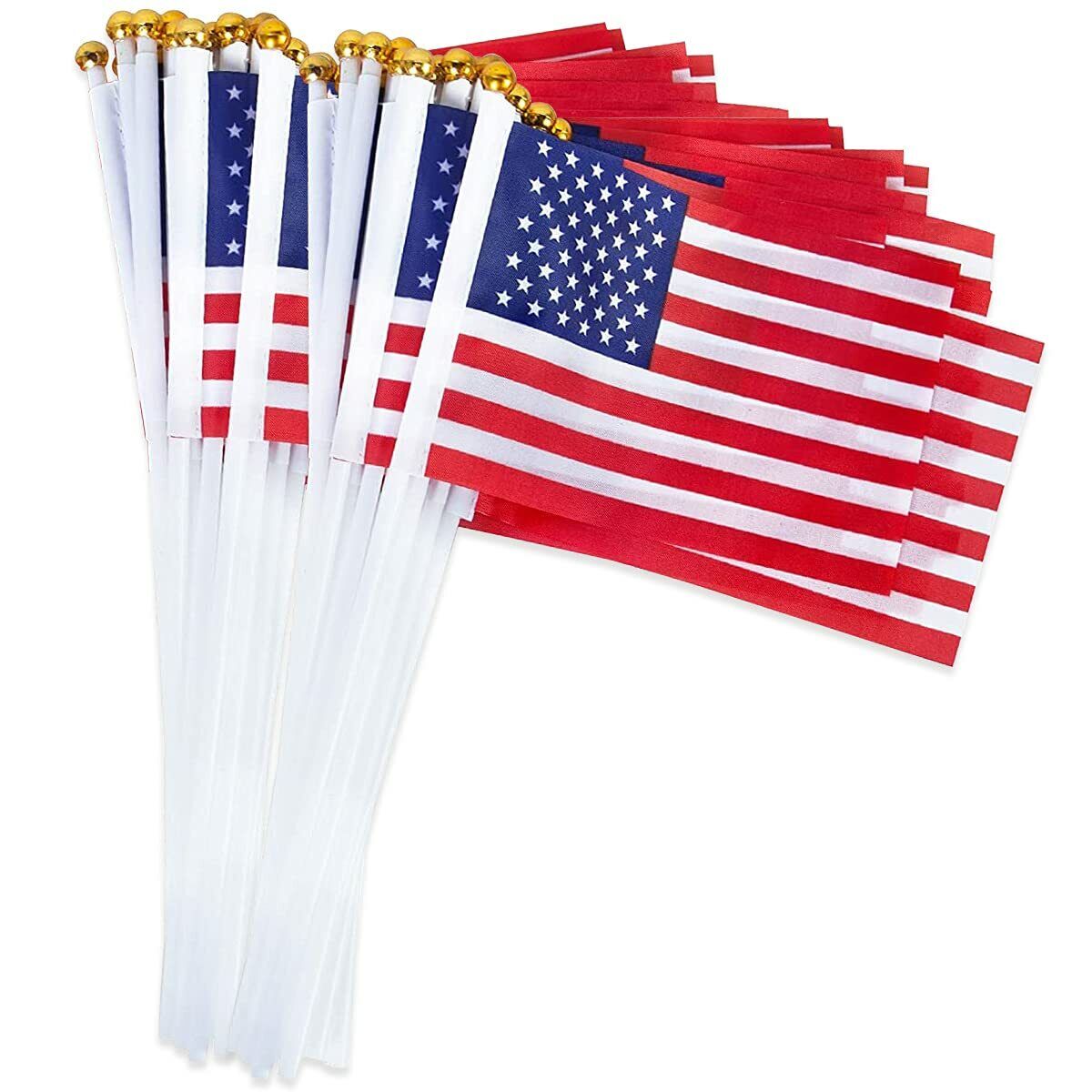 Small US Flags Mini American Flag on Stick 5" x 8" In 50Pcs Small American Flags Unbranded Does not apply - фотография #3
