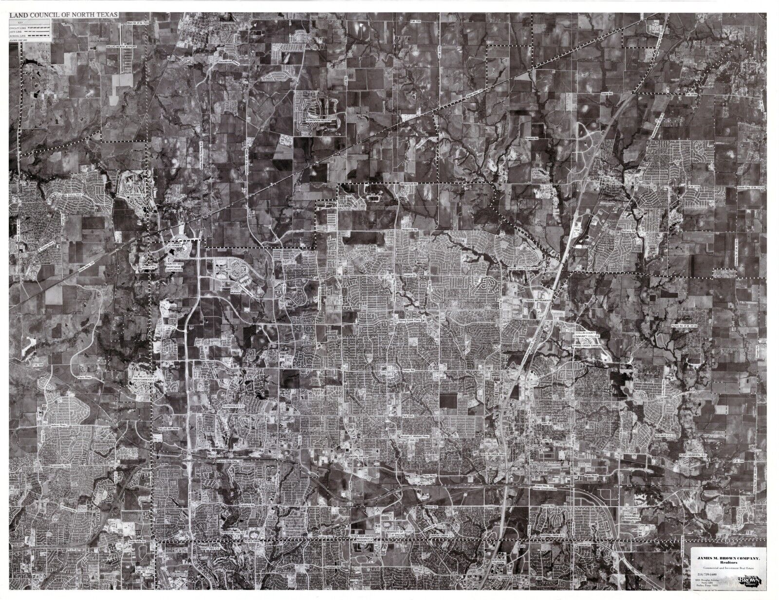 (2) 1993, 2002 B&W aerial photos Frisco, Plano, North Dallas, Allen, TX area Без бренда