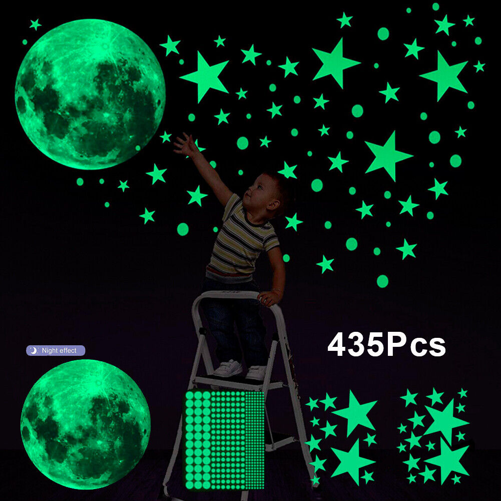 435 Glow in the Dark Stars Moon Luminous Wall Stickers 3D Decal Kid Room Decor Unbranded Does Not Apply