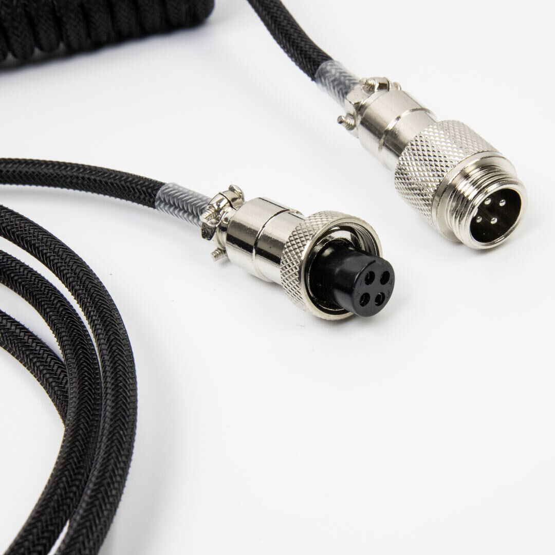 Black Coiled USB C cable with Aviator Connectors Flashquark - фотография #4