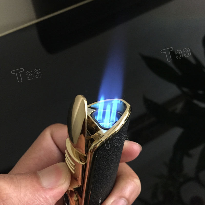 Triple Jet Flame Cigarette Cigar Butane Torch Windproof Gas Refillable Lighter JOBON - фотография #3