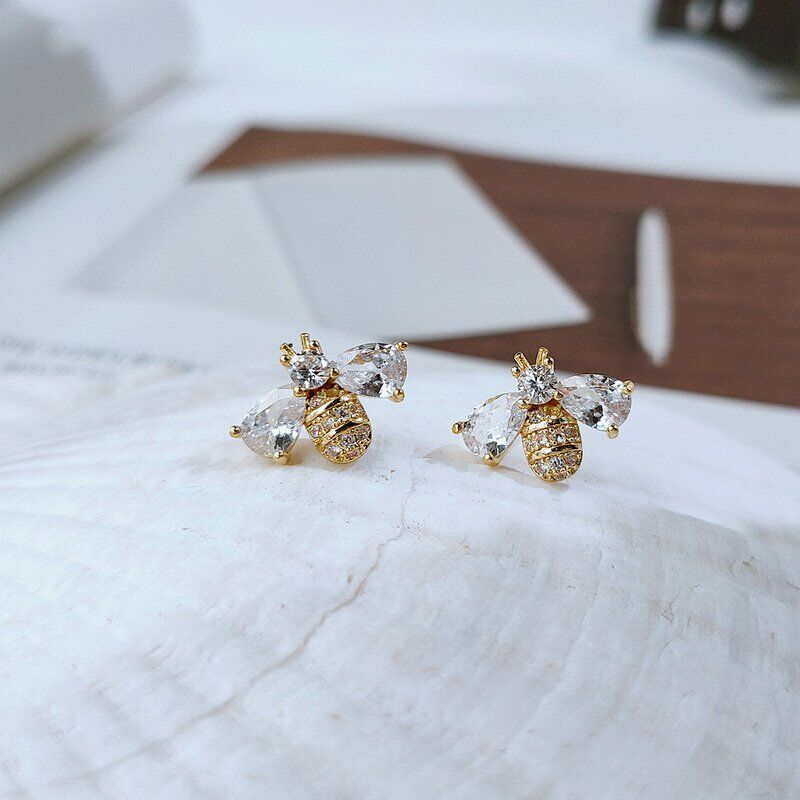 925 Silver Crystal Bee Zircon Earrings Dangle Charm Wedding Women Jewelry Rinhoo Does not apply - фотография #6