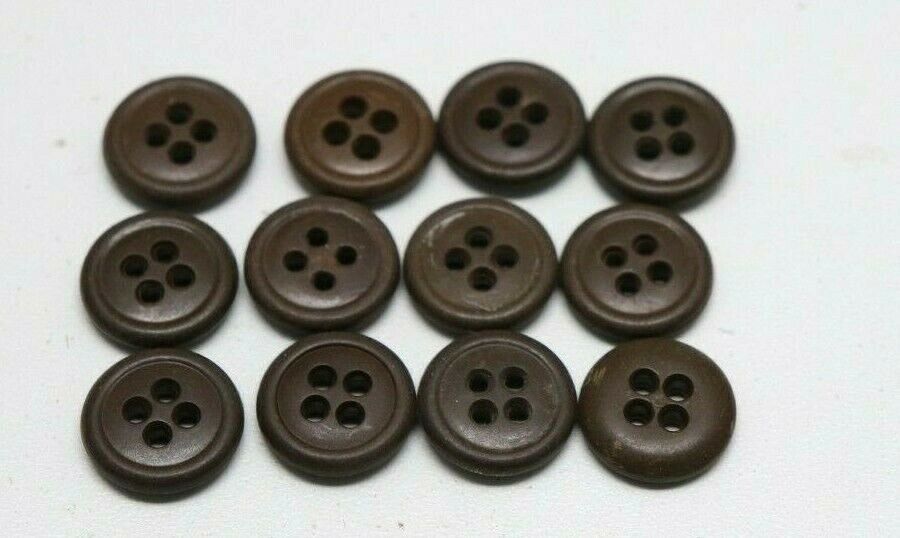 WWII US plastic buttons 5/8 inch 16mm 24L dark brown lot of 12 B9253 Без бренда - фотография #6