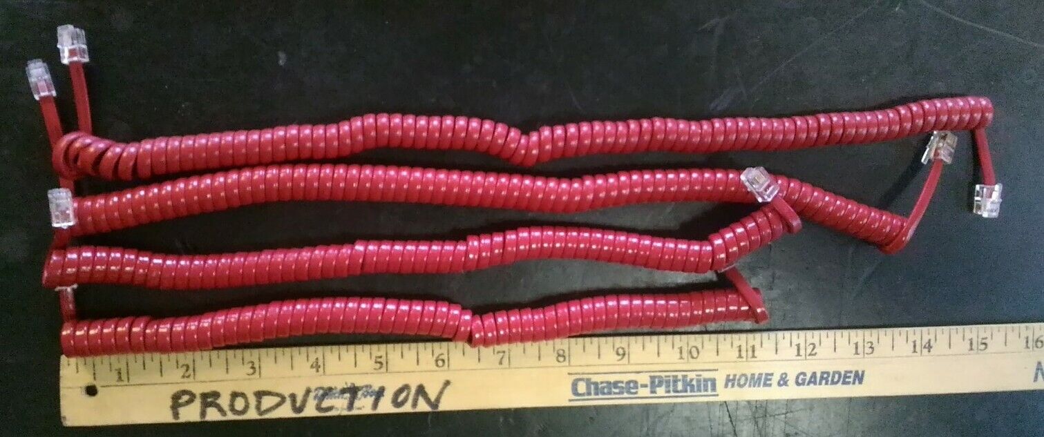 4 Foot Red Modular Telephone Cords Telephone Parts Unbranded - фотография #2