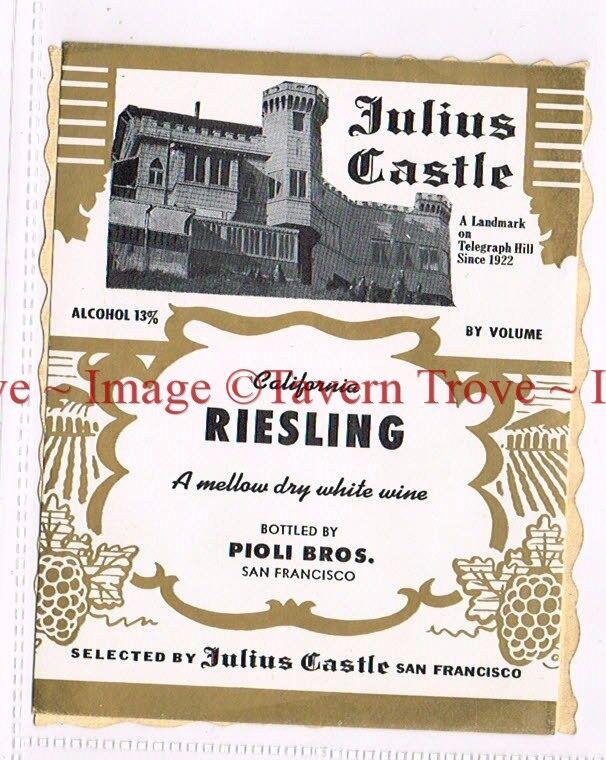 1930s California San Francisco Pioli Bros JULIUS CASTLE RIESLING WINE label Без бренда
