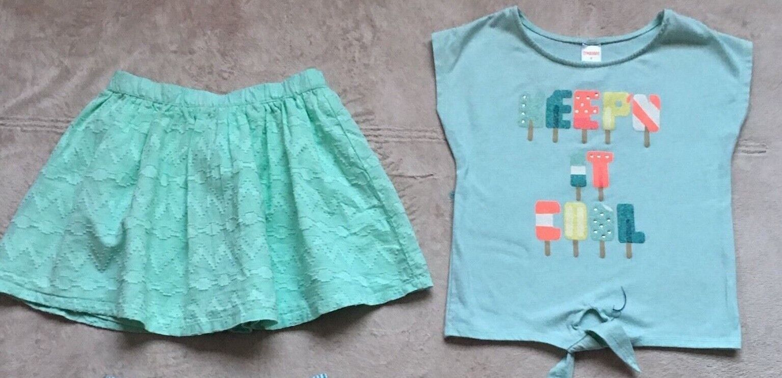 Gymboree Girls T-Shirt & Skirt Outfit, Size 6, Mint Green, Keep N Cool. Lot of 2 Gymboree Does Not Apply