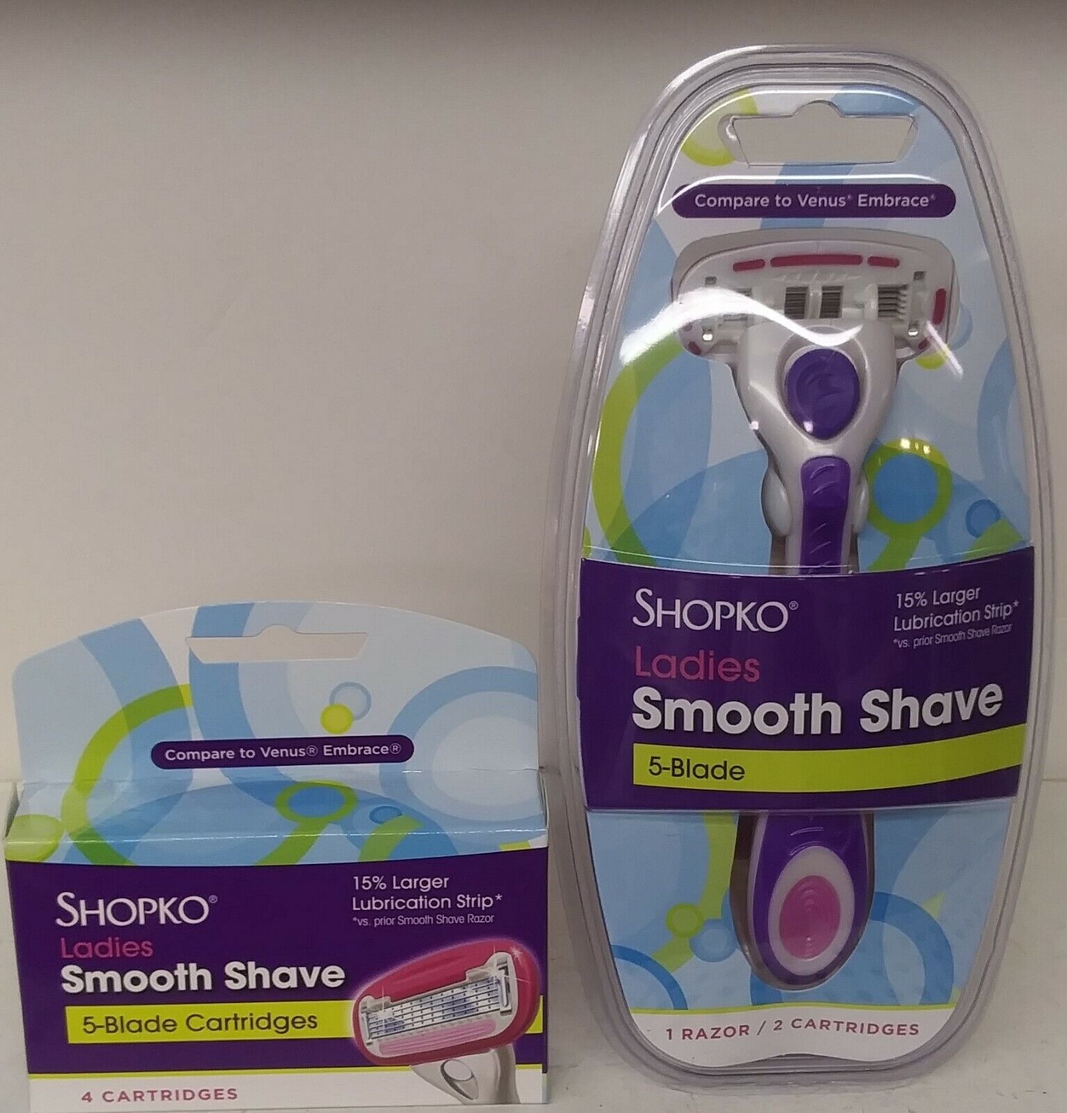 SHOPKO CARE LADIES SMOOTH SHAVE 5-BLADE  1 Handle w/ 6 razor CARTRIDGES  SHOPKO CARE Does Not Apply