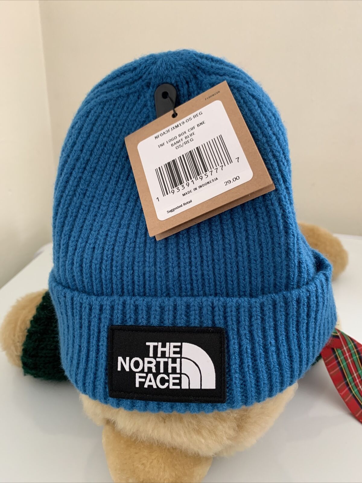 The North Face TNF Logo Box Cuffed Beanie Hat Youth Junior Unisex Blue Size OS The North Face - фотография #8