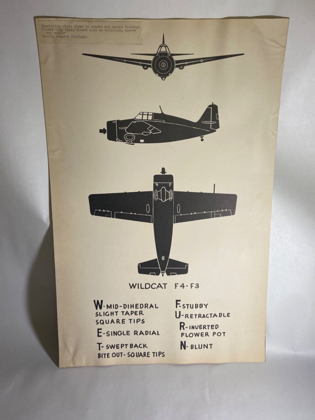 Vintage WWII Grumman F4F Wildcat Recognition Poster with Training Notes - Rare Без бренда - фотография #7