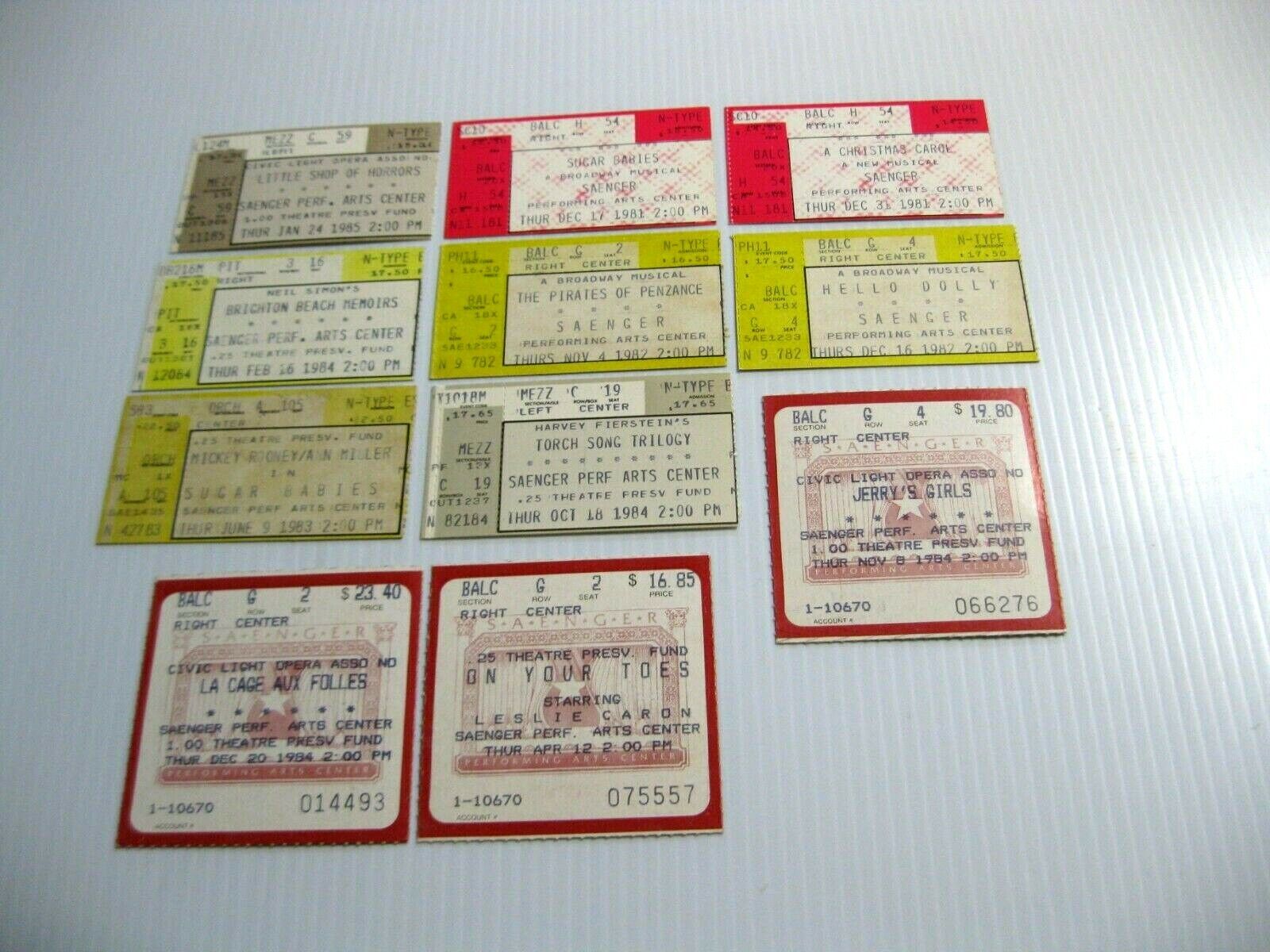 LOT ELEVEN (11) Ticket Stubs 1981-85 Saenger Performing Arts Center NEW ORLEANS Без бренда