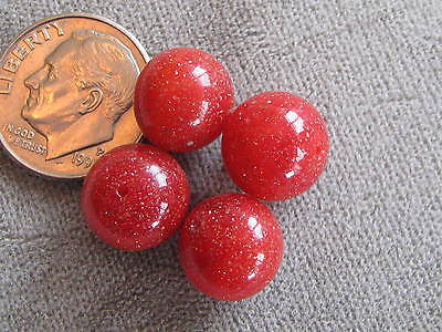 Lot of 4  Vintage Venetian Aventurine Sommerso Glass Beads Coral Red 10mm Без бренда