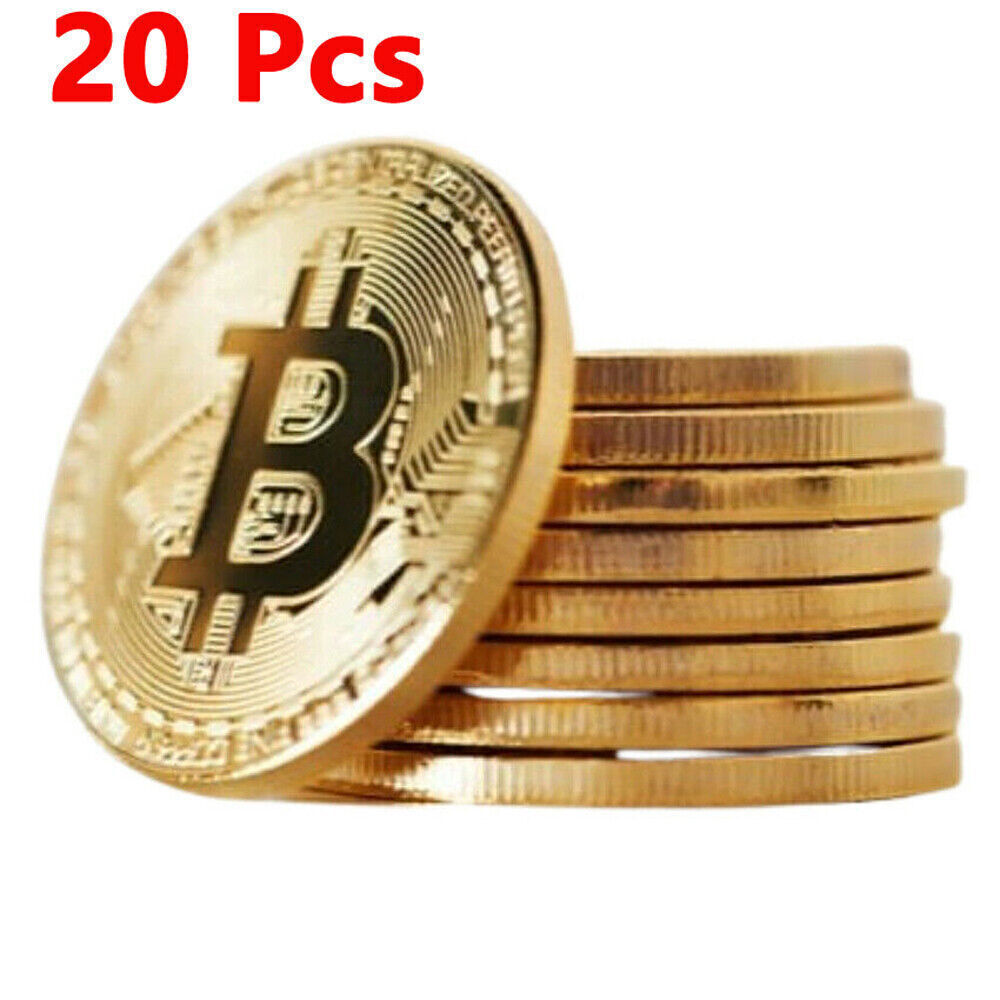 20 Pcs Bitcoin Physical Commemorative Coin Plated Gold Collection Challenge Coin Без бренда