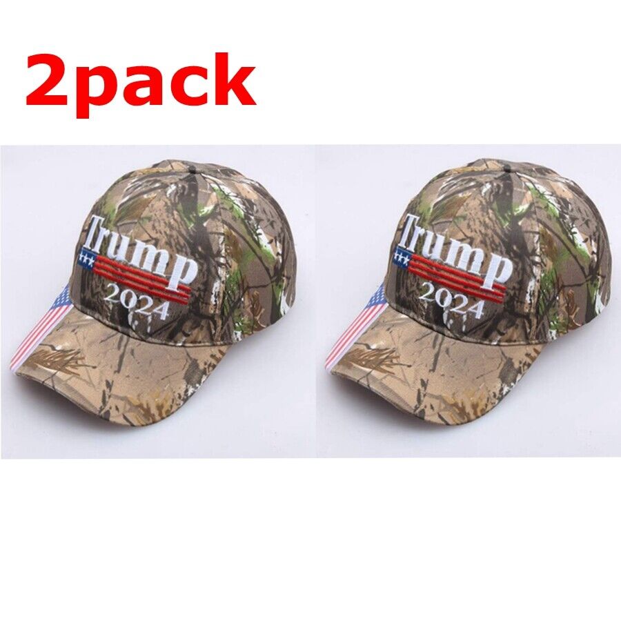 2 pack Trump 2024 US president cap Hat USA flag Camouflage baseball embroidery Без бренда