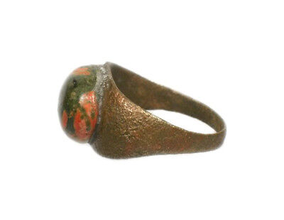 Genuine Elegant Ancient Roman AD200 Bronze Ring Size 8 and Antique Unakite Gem Без бренда - фотография #7