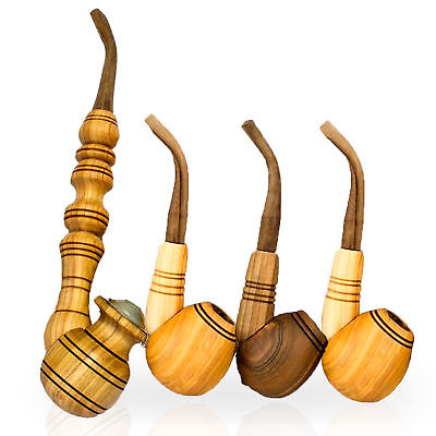 4pcs Wooden Smoking Pipe ECO Walnut Cherry Beech Tobacco Pipes Hand-Carved Handmade