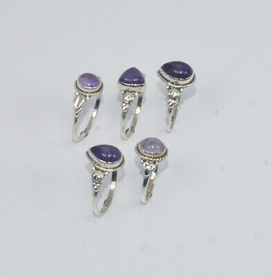 WHOLESALE 5PC 925 SOLID STERLING SILVER PURPLE AMETHYST RING LOT GTC308 g520 Unbranded