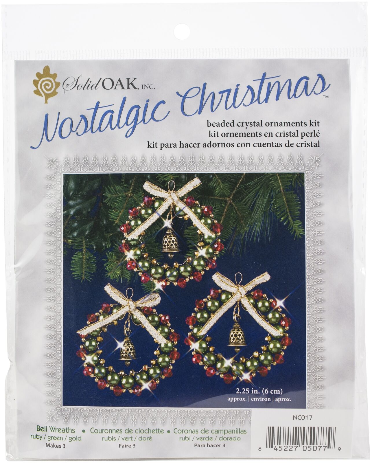 Solid Oak Nostalgic Christmas Beaded Crystal Ornament Kit-Ruby, Green & - 2 Pack Solid Oak NCHBOK-017