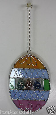SET OF 3 STAINED GLASS OVAL SUNCATCHERS TIFFANY STYLE MARBLES & WIRE EASTER EGGS Lillian Vernon 044667 - фотография #6