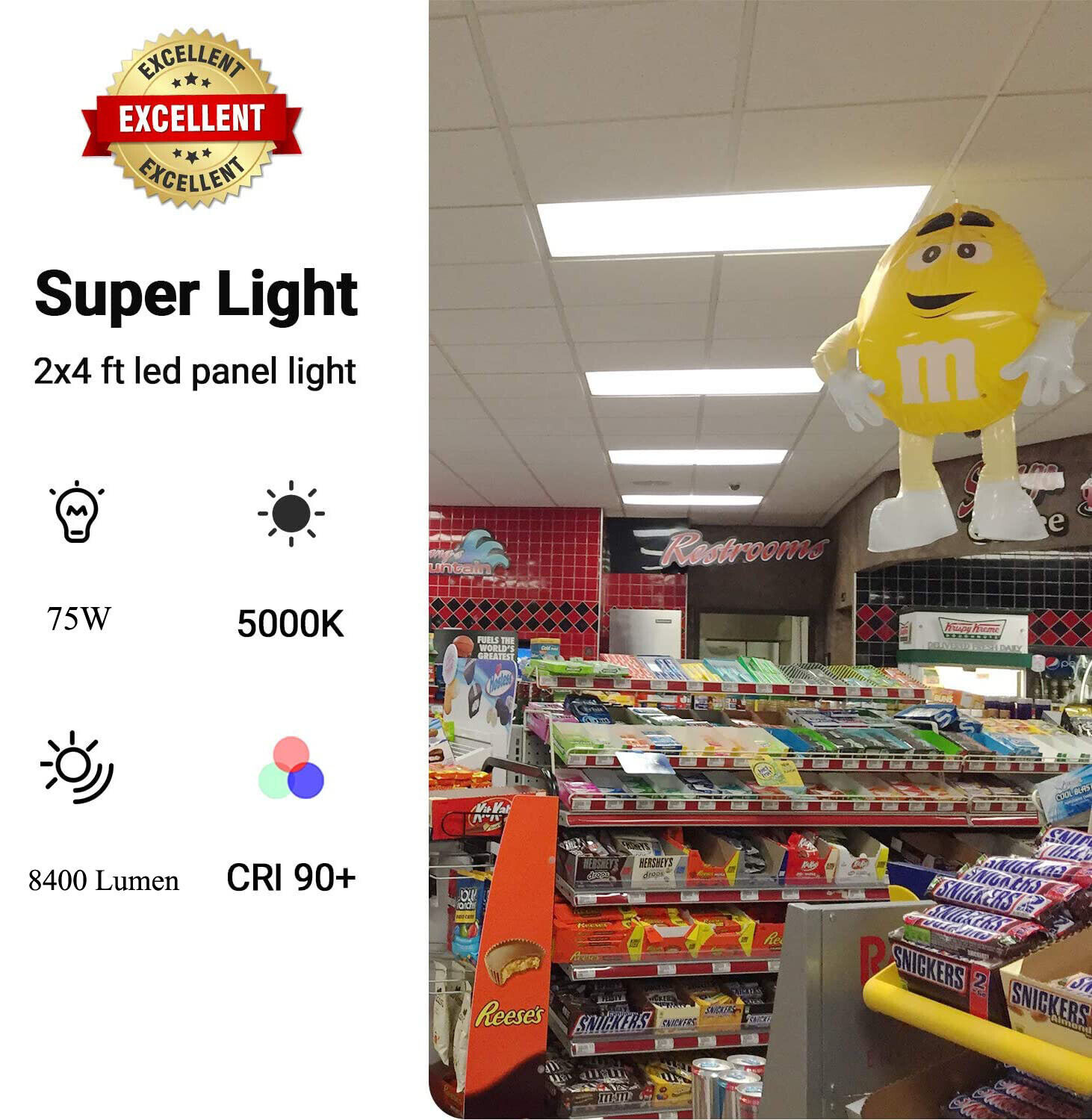 75W 2x4 FT LED Flat Panel Troffer Light, 8400 Lumens Drop Ceiling Lights 4-Pack  WYZM - фотография #9