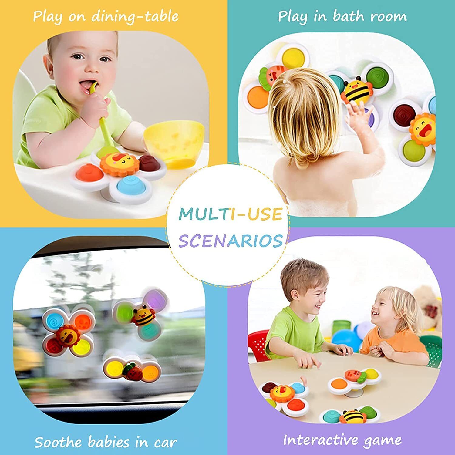Suction Cup Spinner Toys 3PCS Kids Spinning Top Toys Baby Dimple Sensory Toy Mini Tudou does not apply - фотография #9